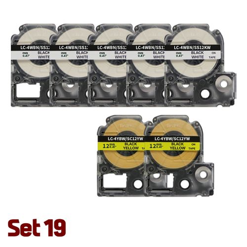 엡손 호환 라벨테이프 세트 상품 흰색바탕 노랑바탕 12mm 9mm