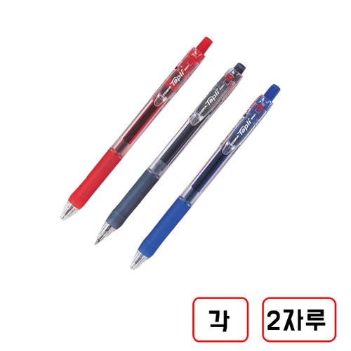 제브라)타프리클립 볼펜, 1세트, (0.7mm/흑색+청색+적색)각 2자루씩 총6자루