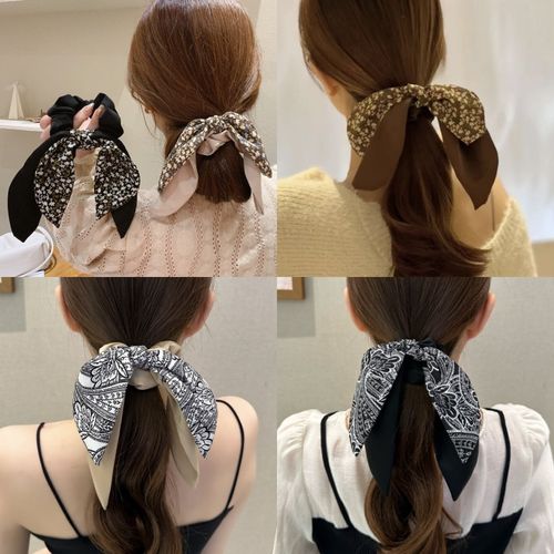 ZMBIRD 우아한 꽃무늬 리본 곱창 머리끈 여성용 스크런치 5종세트K718