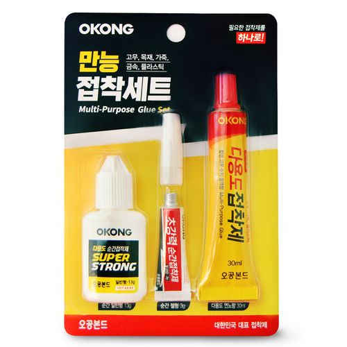 오공 만능 순간접착제 일반형 13g + 젤타입 3g + 다용도 접착제 30ml 세트, 1세트