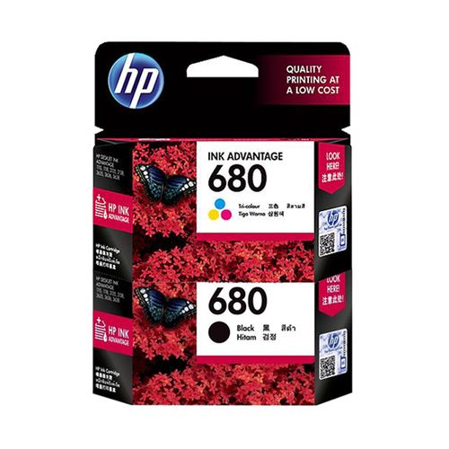 HP 잉크 2종 세트 HP680, 1세트, 검정, 삼원색