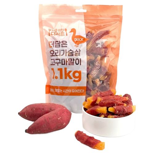 너를위한디저트 강아지 더담은 오리고구마말이, 1.1kg, 1개, 혼합맛(오리/고구마)
