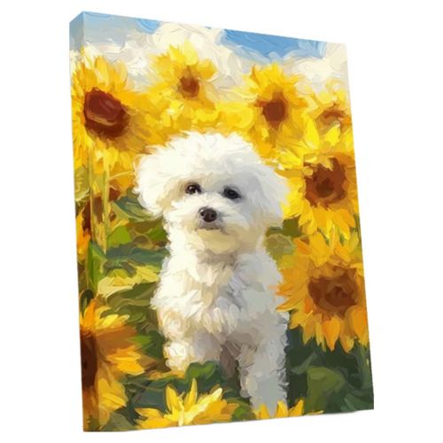 뉴타임즈 보석 자수 다이아몬드 그림 3D 입체 효과 다이아몬드 자수를 붙이다 DIY 핸드메이드 애호가 풍경화 홈 인테리어 특별한 선물, 1세트, 해바라기 강아지 00306