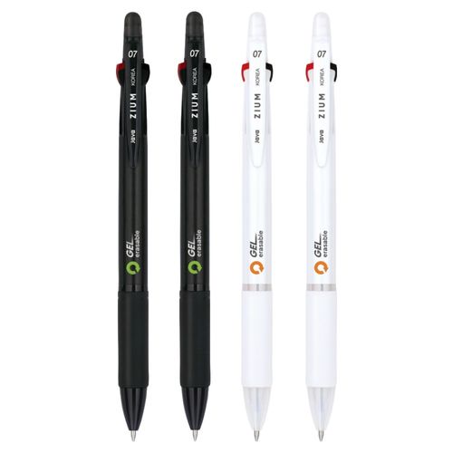 자바펜 지움3겔 지워지는 볼펜 0.7mm 2종 x 2p 세트, 블랙, 화이트, 1세트