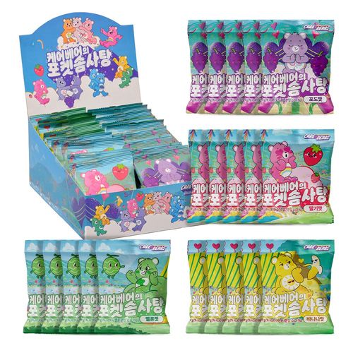 스낵스 한입 포켓 솜사탕 케어베어 딸기 x 5p + 포도 x 5p + 멜론 x 5p + 바나나 x 5p 세트