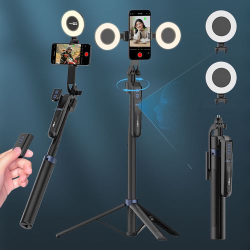 USKEYVISION AI 자동 트래킹 블루투스 휴대폰 삼각대 스마트폰/카메라/고프로 삼각대 셀카봉 210cm 링라이트
