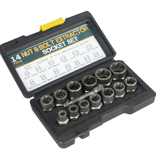 너트 볼트 인출기 14종 세트, 고탄소강 재질 파손 너트 볼트 제거 DIY 수리 자동차 정비 가정용 공업용 수납함 포함, 1세트