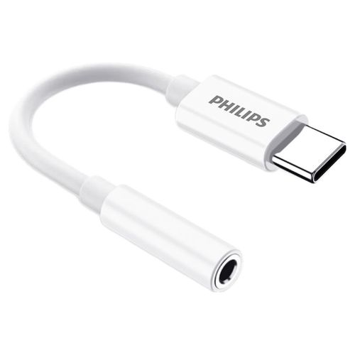 필립스 C타입 3.5mm 이어폰 변환 젠더 오디오 AUX 헤드셋 마이크 연결잭 고품질 DAC 칩 내장, 11cm, White, 1개