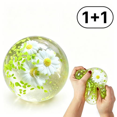 코코넛 엿뿌 볼 쫀득슬로우 스퀴시 수제 스트레스 해소 말랑이 1+1, 1개, 250g, 그린 데이지