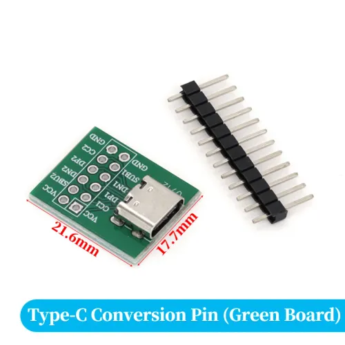 USB TYPE-C PCB 데이터 변속기 전원 어댑터 핀 보드 테스트 보드 솔더 암 DIP 커넥터 소켓 2.54mm 5 개