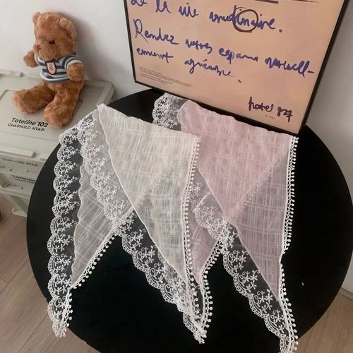 삼각헤어스카프 레이스 꽃 자수 헤어 스카프 밴드 쁘띠 플라워
