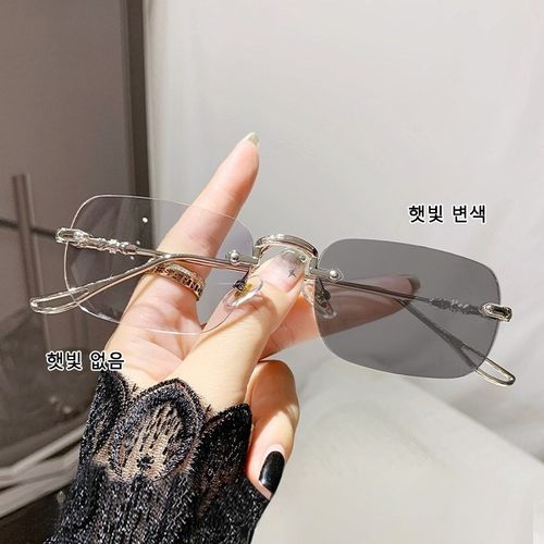 DZX 남녀공용 변색 블루라이트 자외선 차단 안경 가벼운 패션 무테 선글라스,안경천+안경집