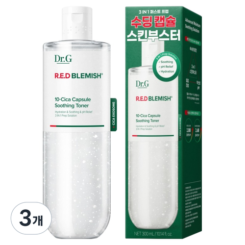 닥터지 레드 블레미쉬 10-시카 캡슐 수딩 토너, 3개, 300ml