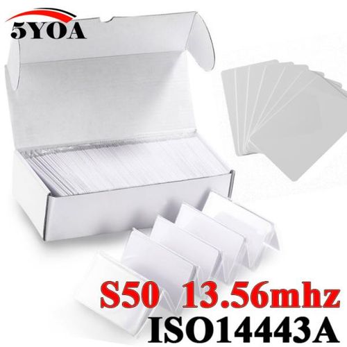 100개 묶음 RFID 카드 13 56Mhz MF S50 근접 IC 스마트 태그 8mm 얇은 출입 통제 시스템용 ISO1444