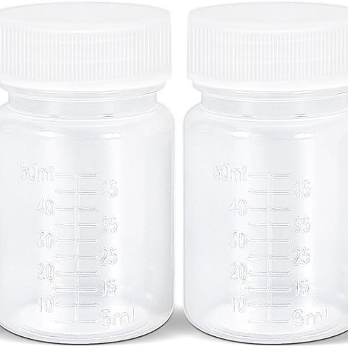 UMETASS 1.7온스50ml 스퀴즈 병 뚜껑이 있는 와이드 마우스 플라스틱 물 실험실 시약 알약 액체 의약품 보관용 등급 PP 용기맑음 4개