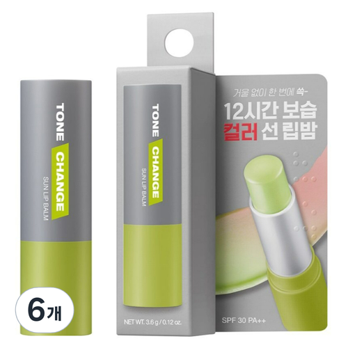 닥터지 포 맨 톤 체인지 선 립밤 3.6g, 6개
