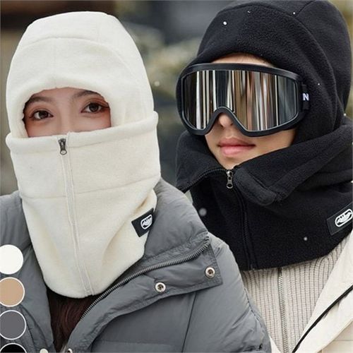 남녀공용 후리스 바라클라바 방한 방풍 지퍼 남녀공용 후드 넥 워머 겨울 방한용 마스크 모자
