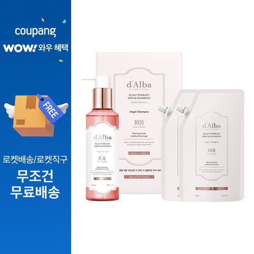 달바 프로페셔널 리페어링 스칼프 테라피 세럼 샴푸 로제프리지아 275ml + 리필 275ml x 2p 세트, 1세트