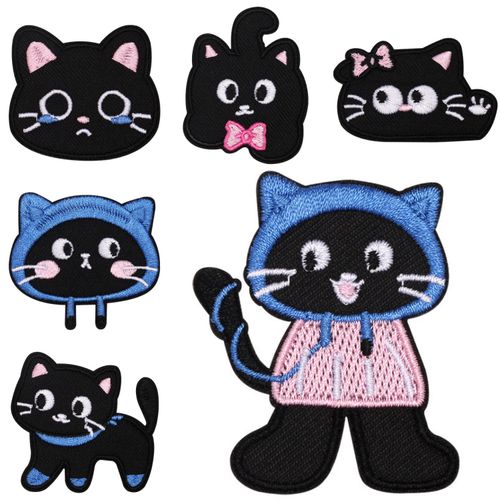 별라 열접착식 와펜 자수 패치 고양이 6종 세트