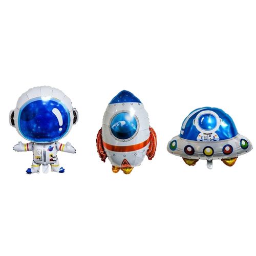 우주 호일 풍선 3종 우주인 우주로켓 UFO, 1세트