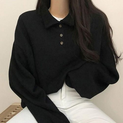 티류으스 여성 겨울 폴라카라 스웨트셔츠 캐주얼 루즈핏 긴팔 티셔츠 Z091710
