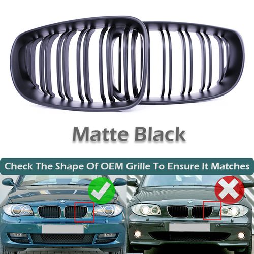 BMW E81 E87 E82 E88용 더블 슬랫 키드니 그릴 M 컬러 크롬 카본 그릴 116i 118d 120i 123d 128i 130i 135 호환
