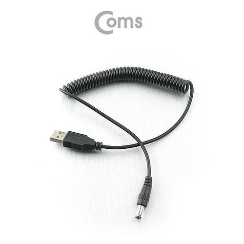 컴스 USB DC 전원 변환 케이블 5.5x2.5mm 스프링형 50cm