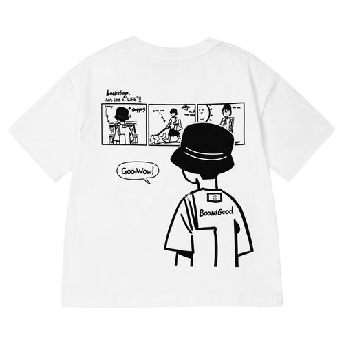 THE# 남여 공용 만화 디자인 오버핏 순면 반팔 티셔츠