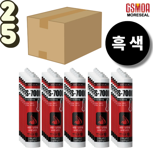 지엠코리아 FS-7000 고기능 흑색 방화 내열 난연 실내외겸용 실리콘 실란트 300ml, 25개