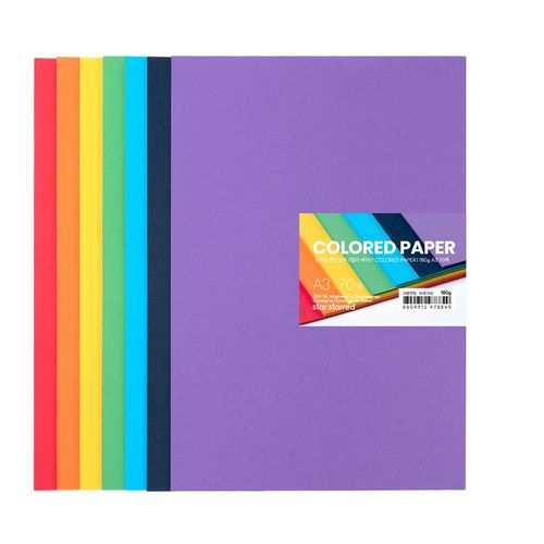 star starred 두꺼운(180g) 레인보우 7컬러 색지(7 COLORED PAPER)