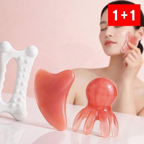괄사 마사지 얼굴 두피 3종 피부 리프팅 경락 세트 문어형