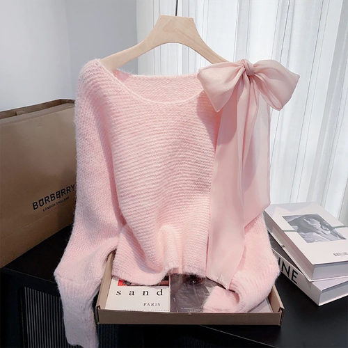 지고다그 여성 추동 러블리 리본 니트 상의 포근한 간절기 데일리룩 GJX4260