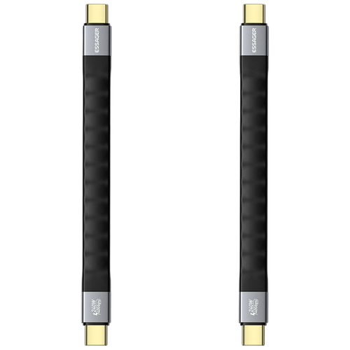 Essager E-Maker칩 C타입-C타입 USB4.0 8K@60Hz 썬더볼트4 호환 PD3.1 240W 40Gbps 초고속 미니 충전 케이블 13cm 휴대 케이블 여행용 외출용, 125mm, 2개