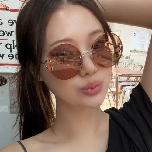 하루홀릭 오버사이즈 동그란 정원형 패션 컬러 틴트 미러 편광선글라스