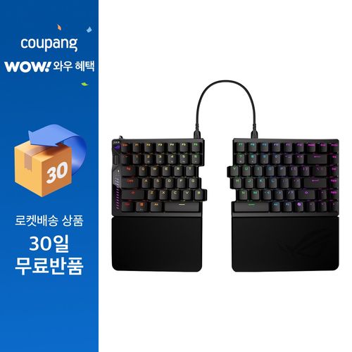 에이수스 ROG FALCATA ACE 스플릿 게이밍 기계식 영문 75% 마그네틱 스위치 8K 래피드 트리거 무선 키보드, 블랙, ROG Falcata-M703, 제조사축