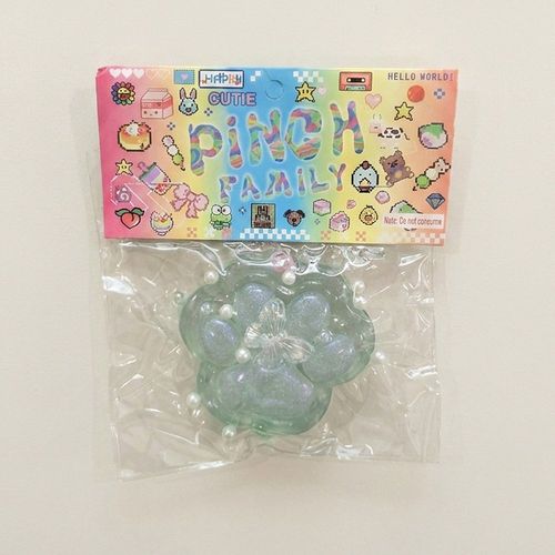 말랑뽀짝 감성 고양이 발바닥 말랑이 장난감 모찌 스퀴시 피젯토이 6종, 1개, 100g, 민트 글리터