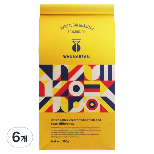 워너빈 업소용 카카오딥 블렌딩 원두 홀빈, 500g, 6개