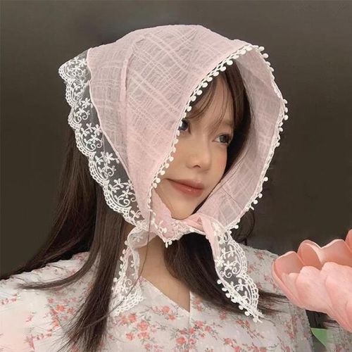 여성용 사랑스러운 자수 레이스 헤어 스카프