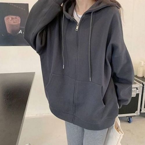 유니크 우먼 투컬러일상 빅핏 플레인 후드지퍼 여성점퍼 여성자켓 캐주얼자켓 후드집업