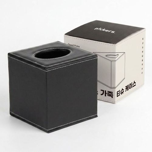 픽커스 가죽 두루마리 휴지 티슈 케이스, 1개, 블랙