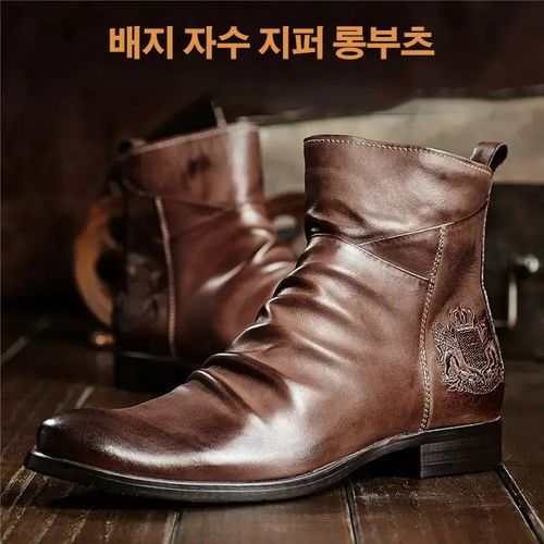 겨울 남성용 가죽 부츠 하이탑 레트로 부츠 나이트 부츠