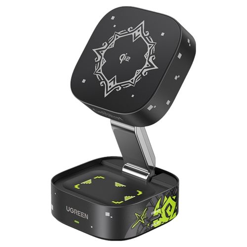 유그린 원신 콜라보 맥플로우 Qi2 2in1 마그네틱 무선 충전기 25W 아이폰 맥세이프 15W 에어팟 5W 지원, 혼합색상, 1개