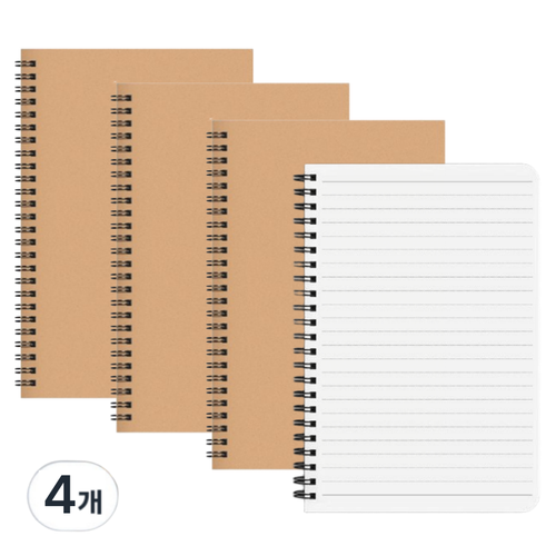 심플 A5 스프링노트 50매, 4개, 크라프트
