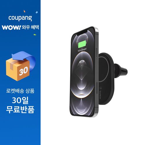 벨킨 부스트업 맥세이프 마그네틱 차량용 무선 충전 거치대 10W WIC004, 블랙, 1개