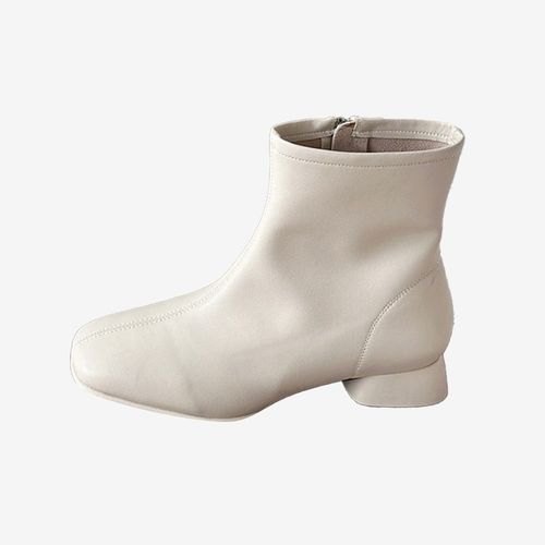 슈리오 여성 절개 포인트 데일리 소가죽 앵클부츠 4cm
