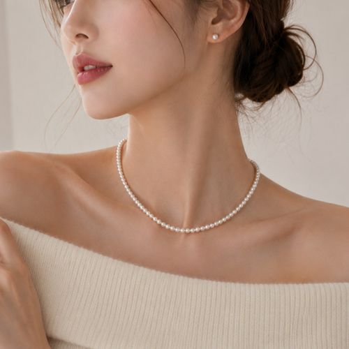 모비안 5mm 담수진주 목걸이 6mm 담수진주 귀걸이 세트