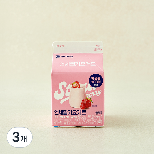 연세우유 딸기 요거트, 3개, 1개입, 300ml