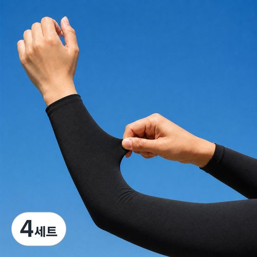국내제작 특수 아이스실크원단 UV자외선차단 손목형 쿨토시, 4세트, 블랙