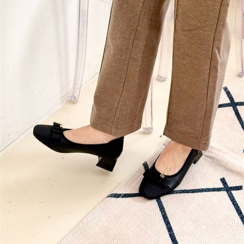 페루지노 여성 천연소가죽 리본 배색 펌프스 4cm PE-P147