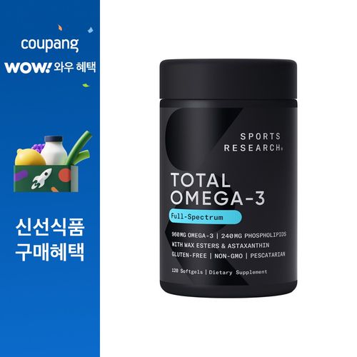 스포츠리서치 토탈 오메가-3 960mg EPA & DHA 소프트젤, 120정, 1개